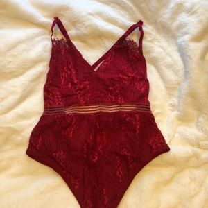 Pretty little thing red lace bodysuit